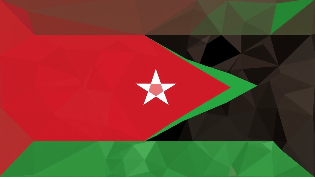 Flag of Sudan 🇸🇩 in low-poly geometric style