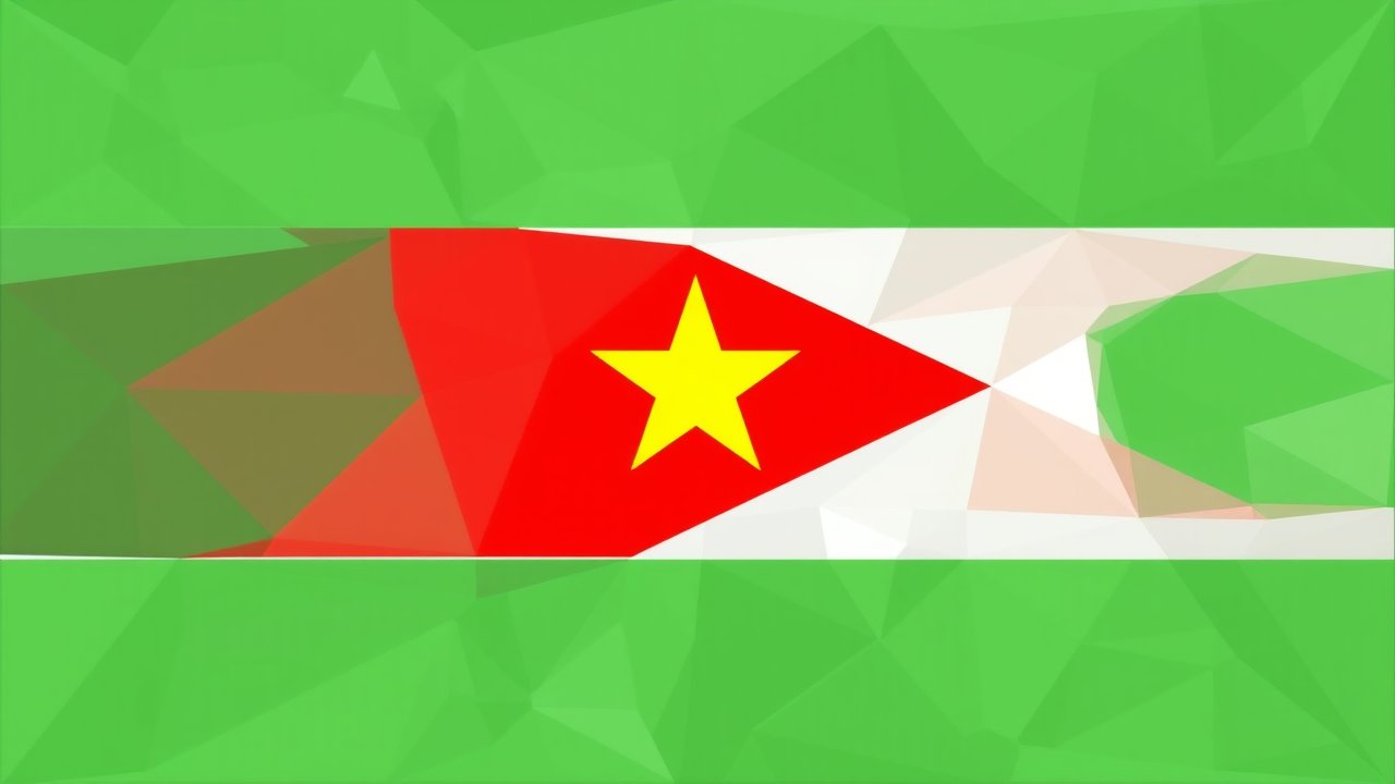 Flag of Suriname 🇸🇷 in low-poly geometric style