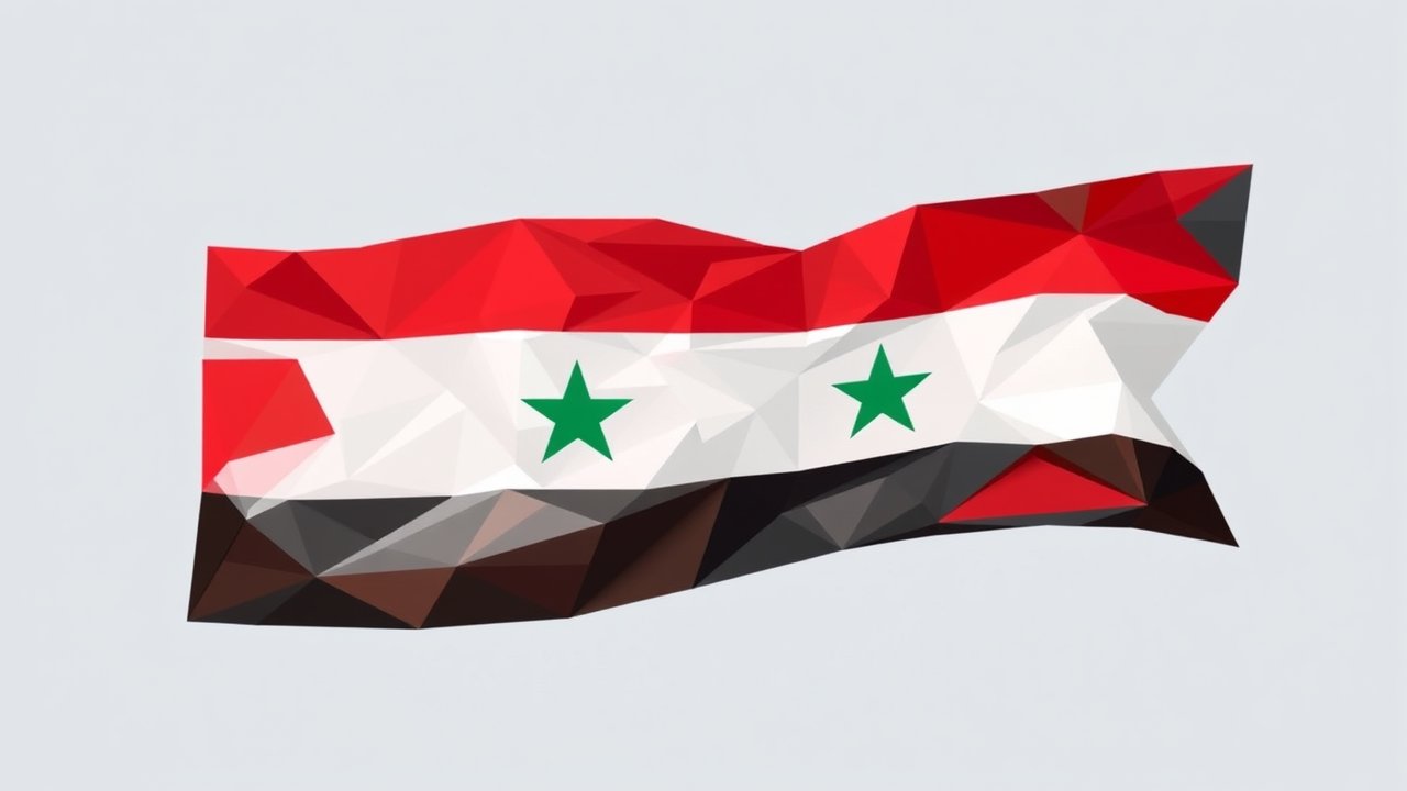 Flag of Syria 🇸🇾 in low-poly geometric style