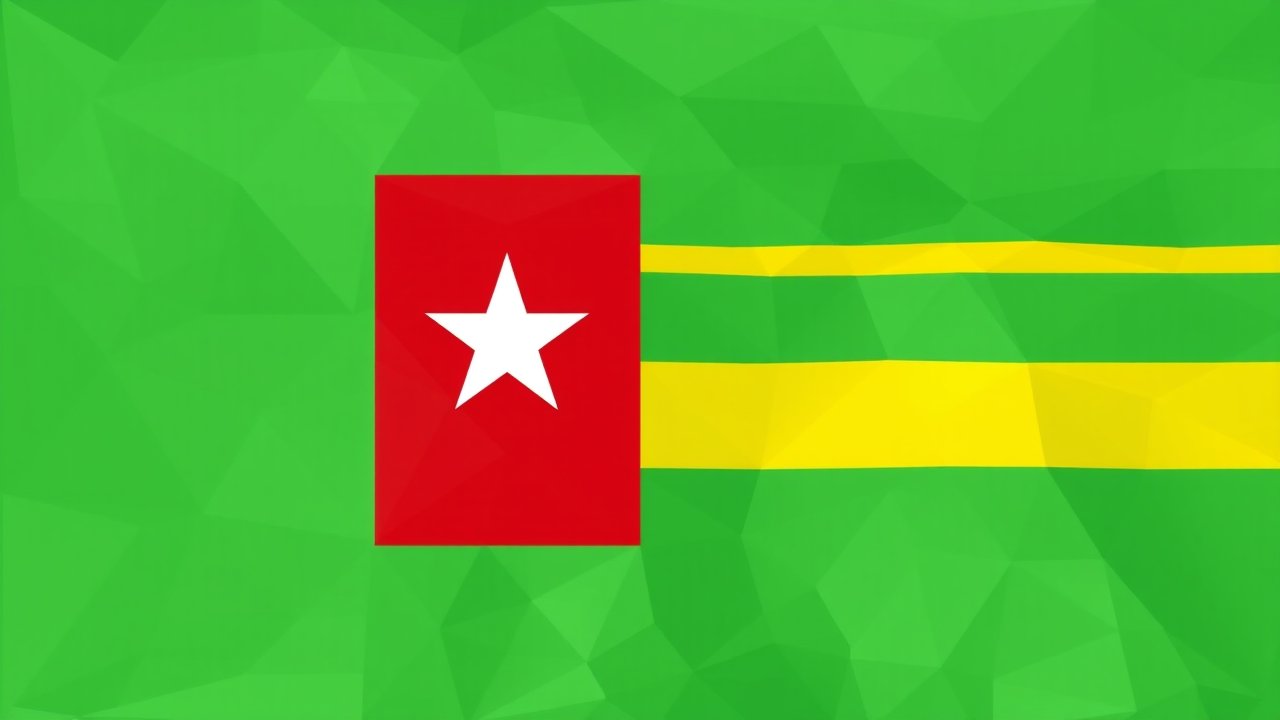 Flag of Togo 🇹🇬 in low-poly geometric style