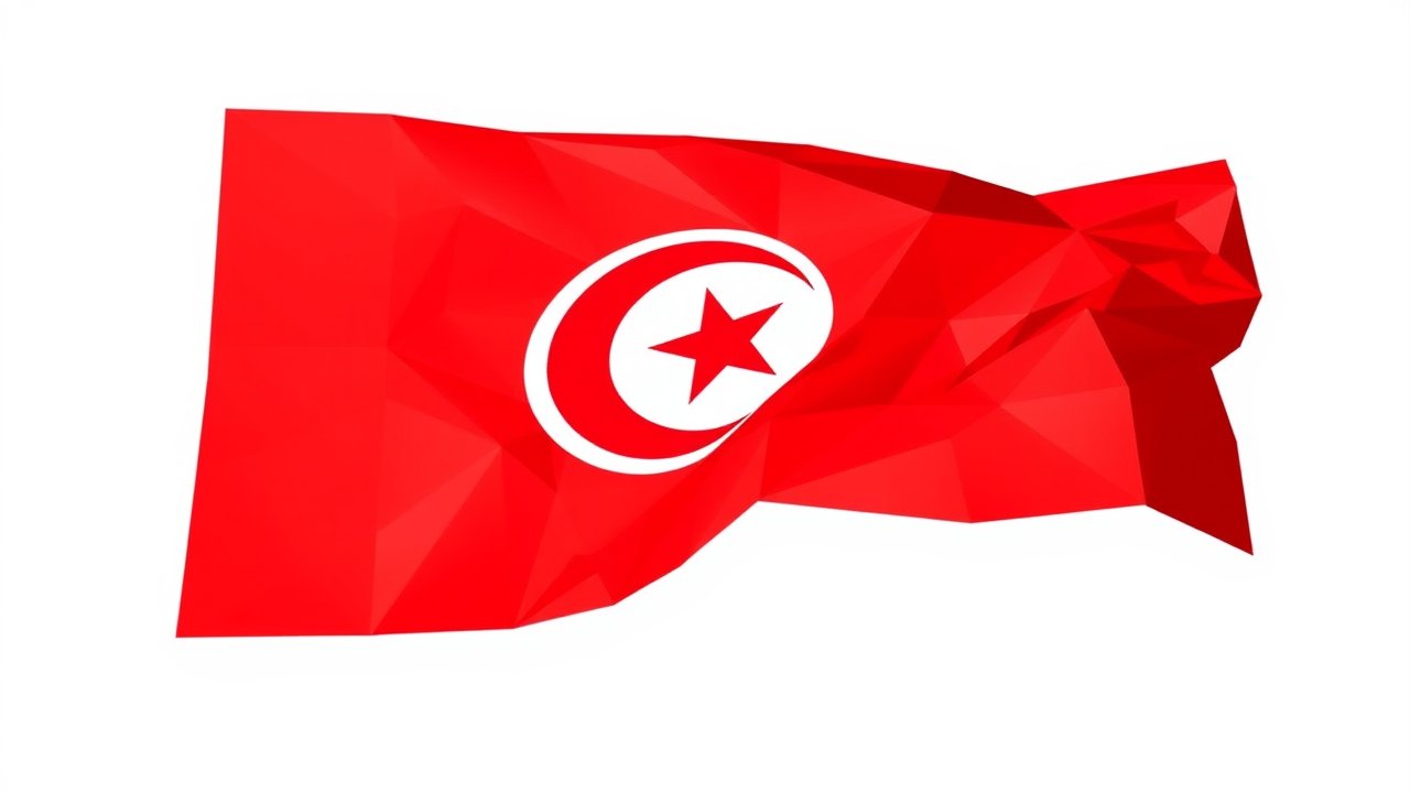 Flag of Tunisia 🇹🇳 in low-poly geometric style