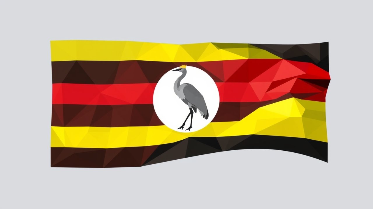 Flag of Uganda 🇺🇬 in low-poly geometric style
