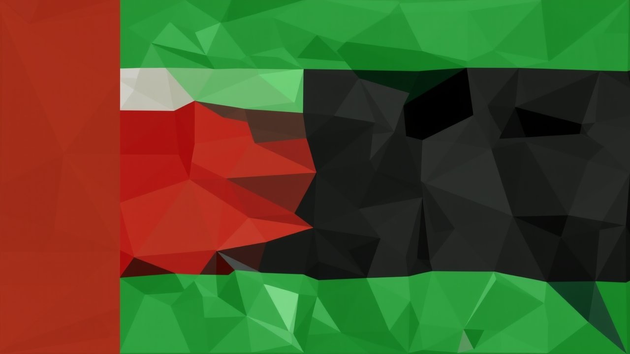 Flag of United Arab Emirates 🇦🇪 in low-poly geometric style