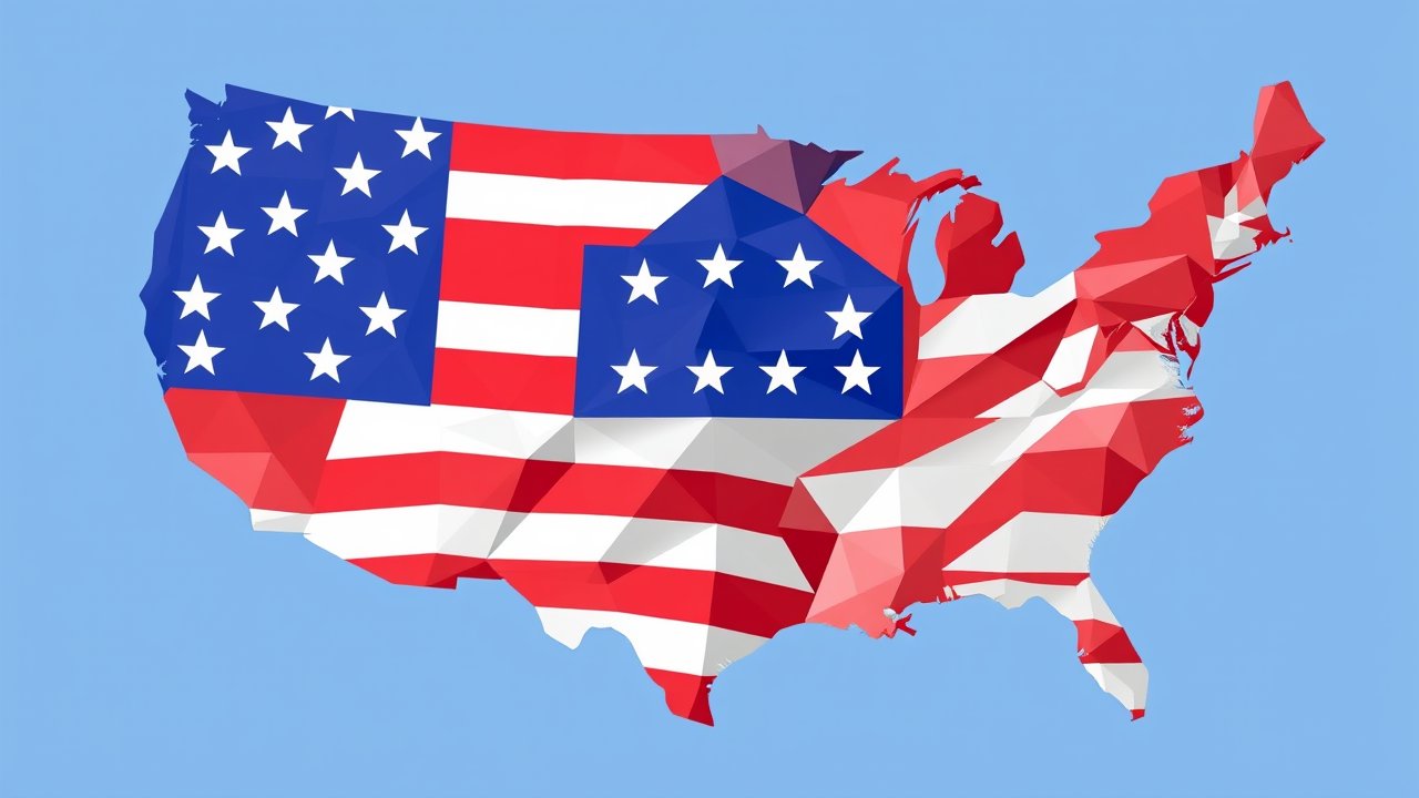 Flag of United States 🇺🇸 in low-poly geometric style