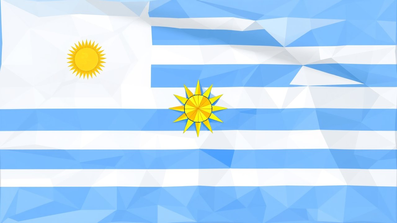 Flag of Uruguay 🇺🇾 in low-poly geometric style