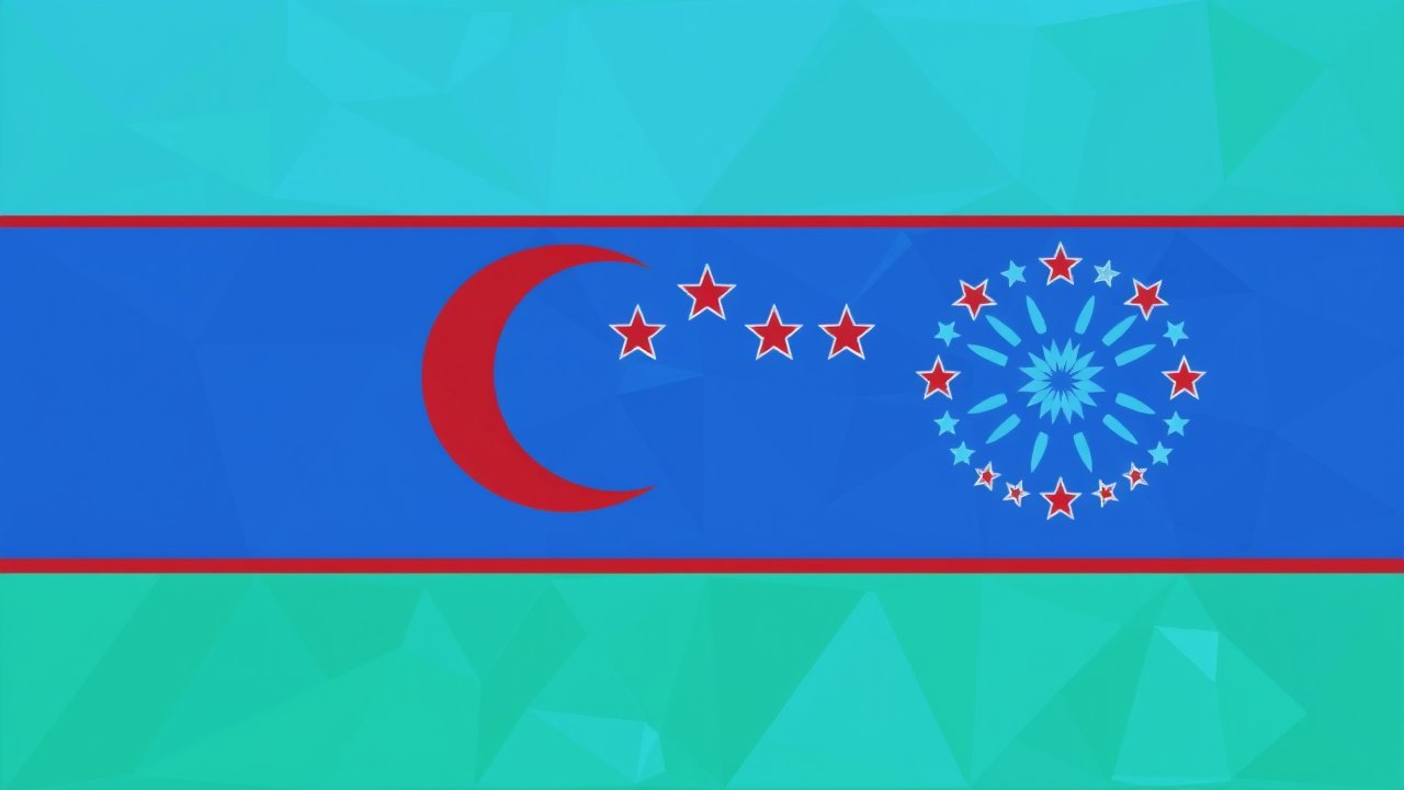 Flag of Uzbekistan πΊπΏ in low-poly geometric style