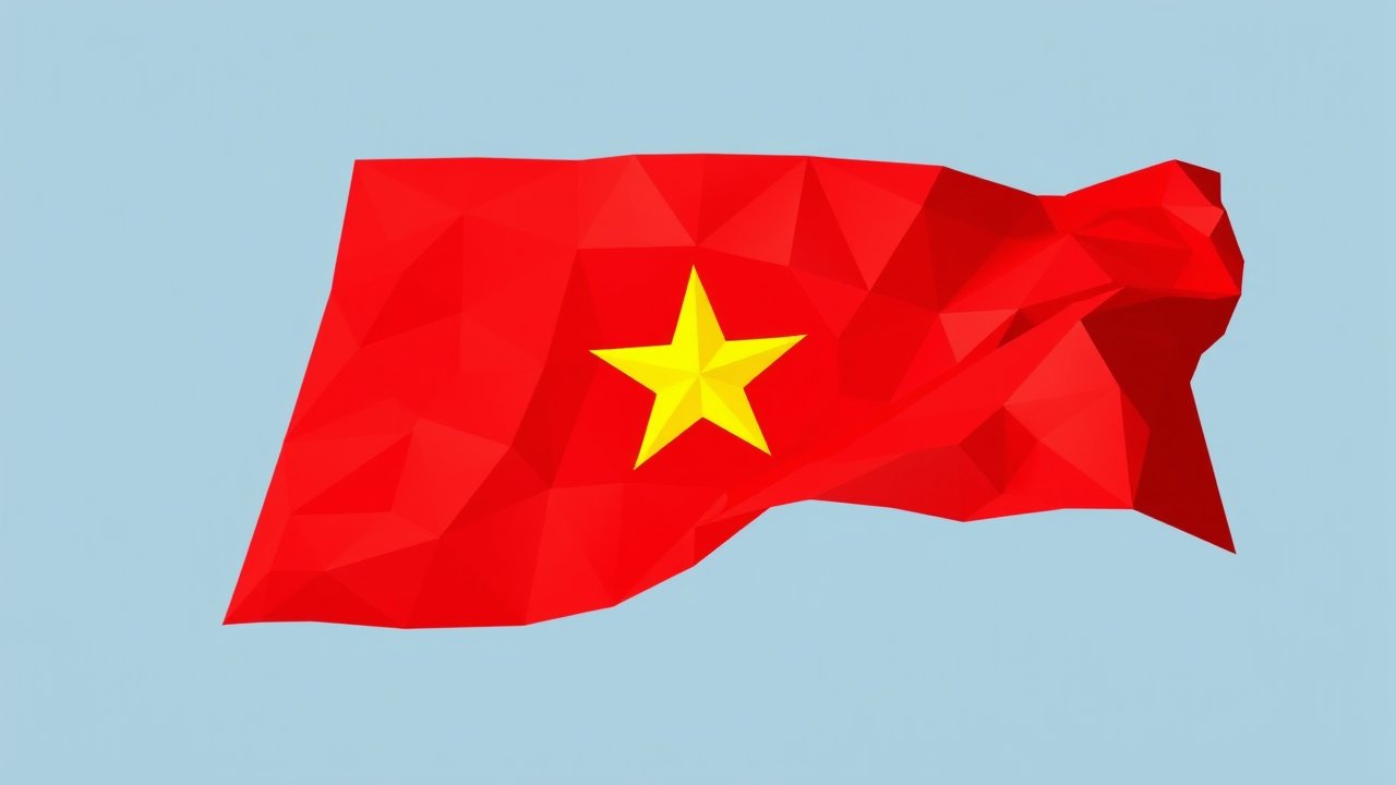 Flag of Vietnam 🇻🇳 in low-poly geometric style