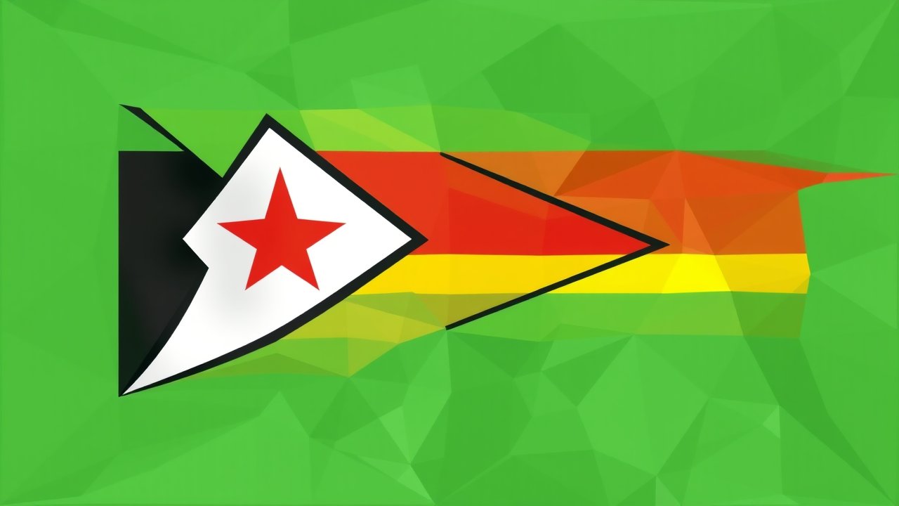 Flag of Zimbabwe 🇿🇼 in low-poly geometric style