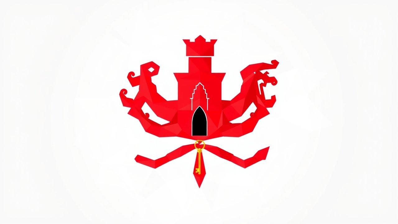 Flag of Gibraltar 🇬🇮 in low-poly geometric style