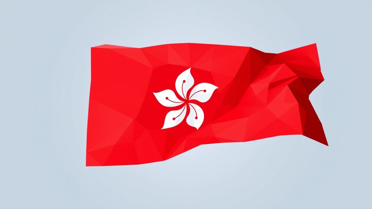 Flag of Hong Kong 🇭🇰 in low-poly geometric style