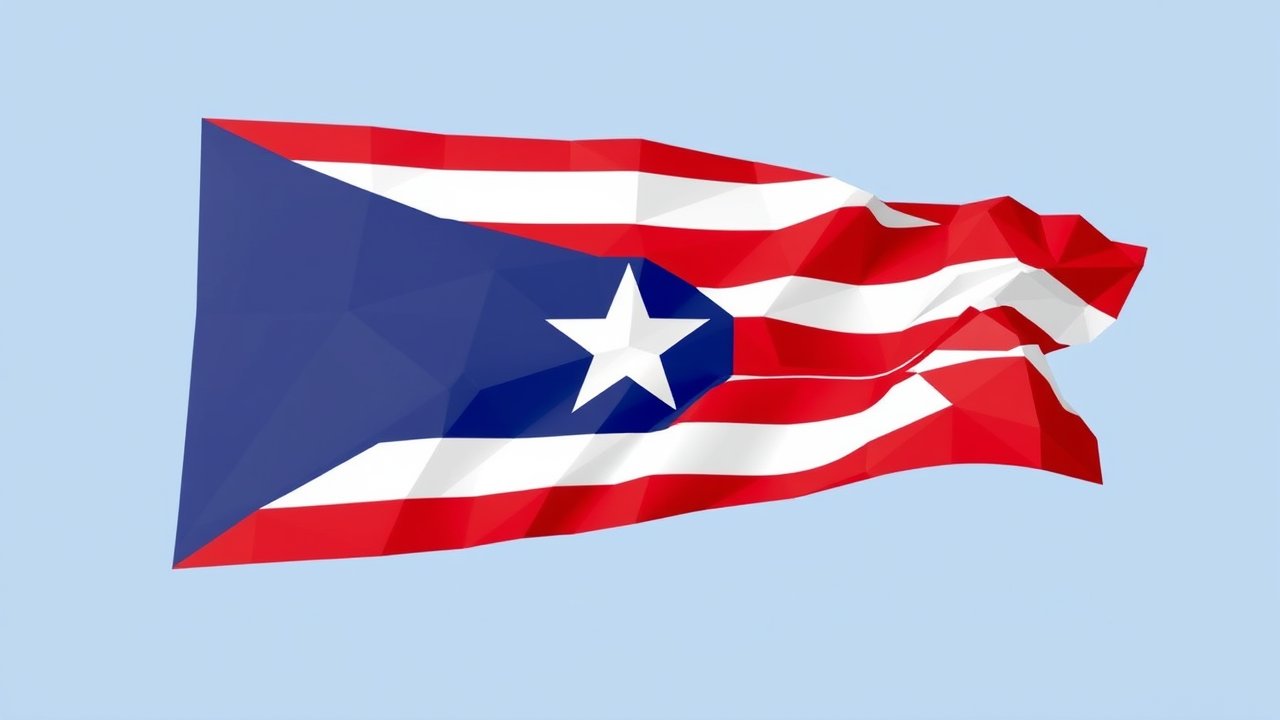 Flag of Puerto Rico 🇵🇷 in low-poly geometric style