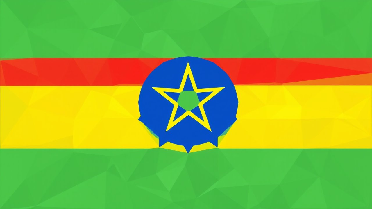 Flag of Ethiopia 🇪🇹 in low-poly geometric style