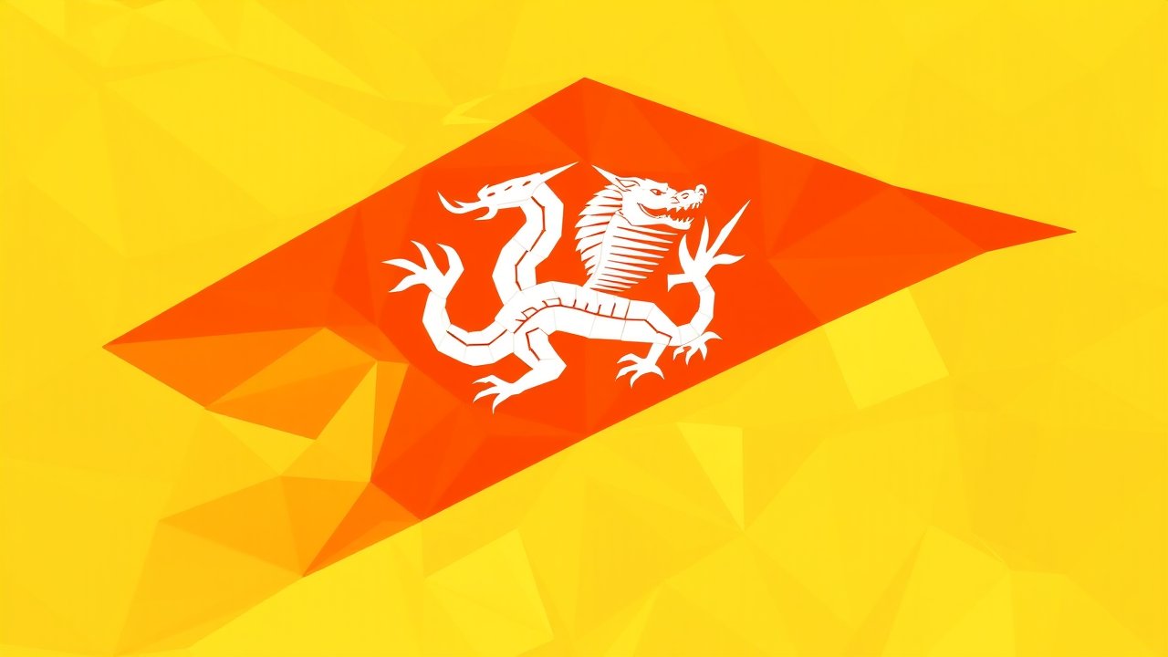 Flag of Bhutan 🇧🇹 in low-poly geometric style