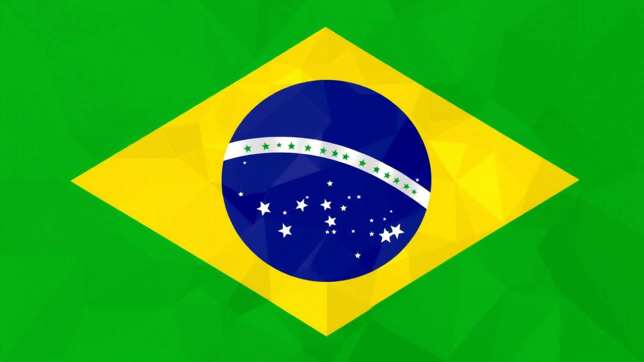 Flag of Brazil 🇧🇷 in low-poly geometric style