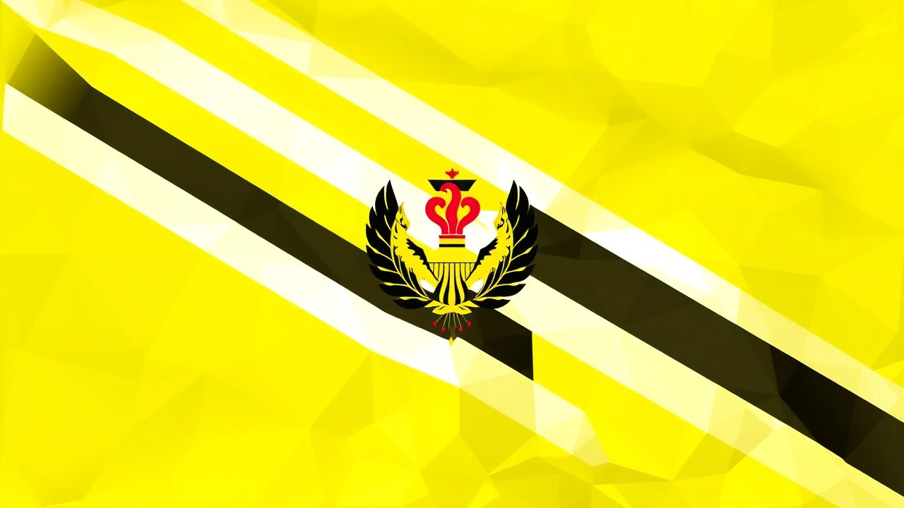 Flag of Brunei 🇧🇳 in low-poly geometric style
