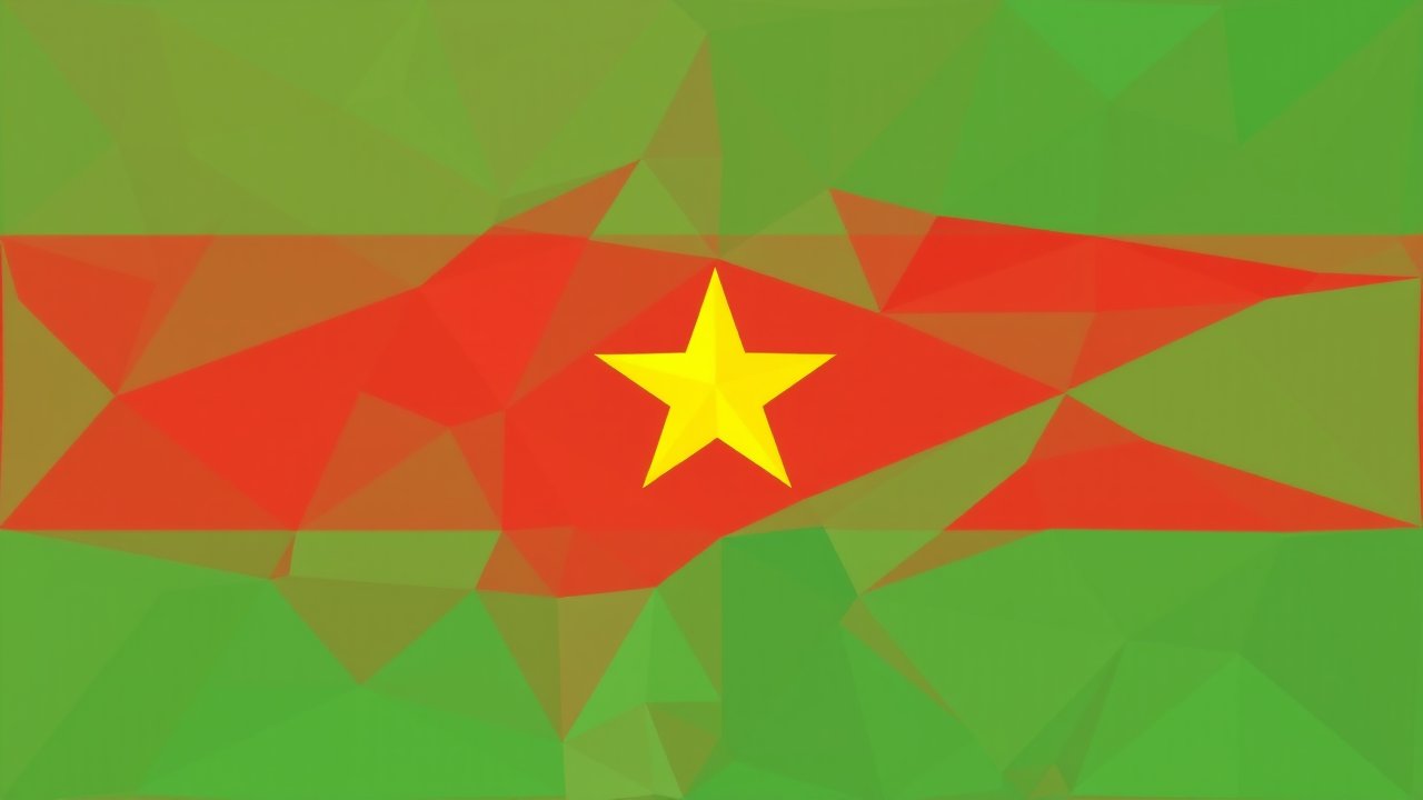 Flag of Burkina Faso 🇧🇫 in low-poly geometric style