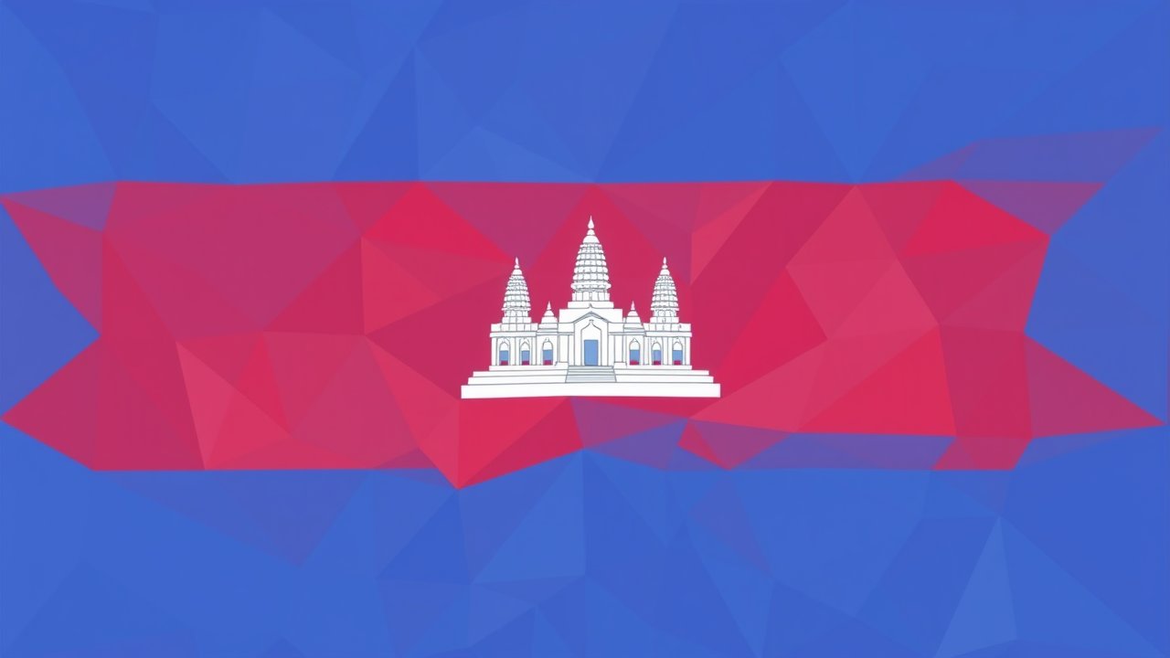 Flag of Cambodia 🇰🇠in low-poly geometric style