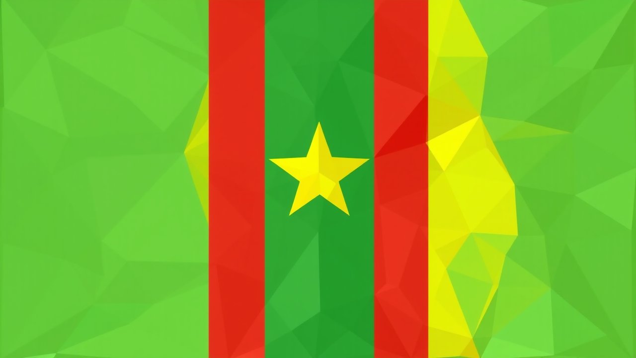 Flag of Cameroon 🇨🇲 in low-poly geometric style
