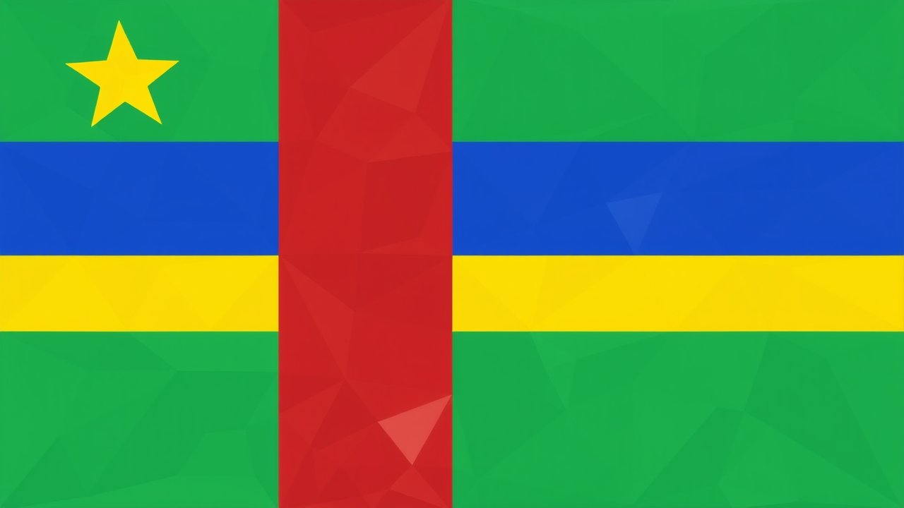 Flag of Central African Republic 🇨🇫 in low-poly geometric style