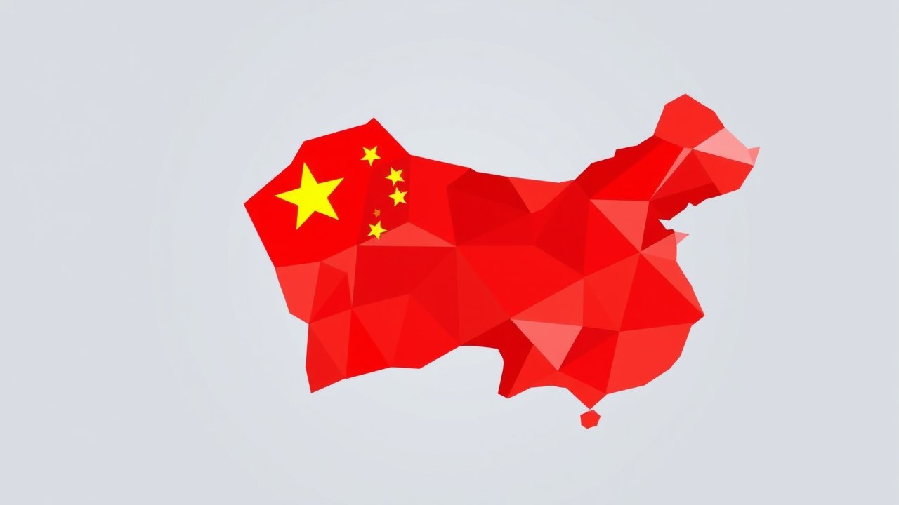 Flag of China 🇨🇳 in low-poly geometric style