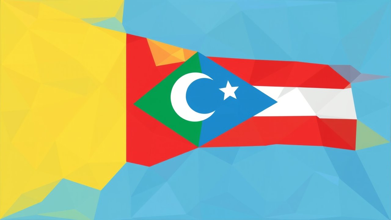 Flag of Comoros 🇰🇲 in low-poly geometric style