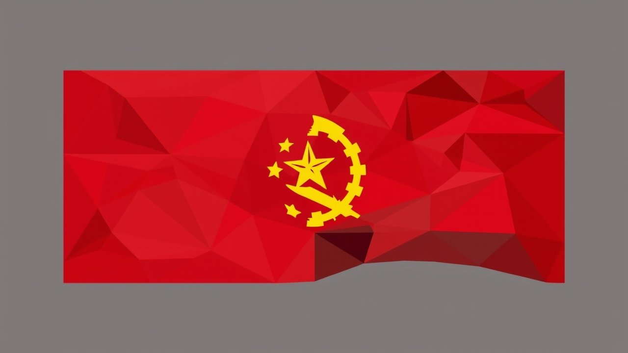 Flag of Angola 🇦🇴 in low-poly geometric style