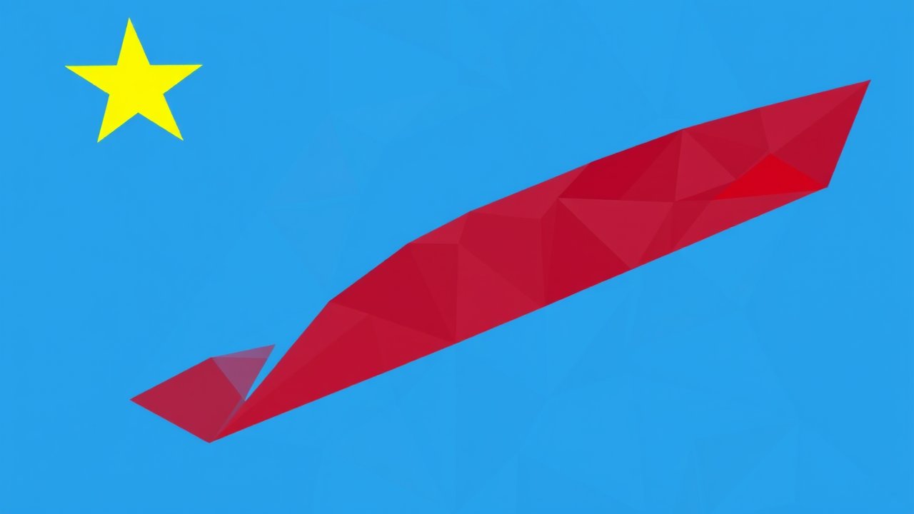 Flag of Democratic Republic of the Congo 🇨🇩 in low-poly geometric style