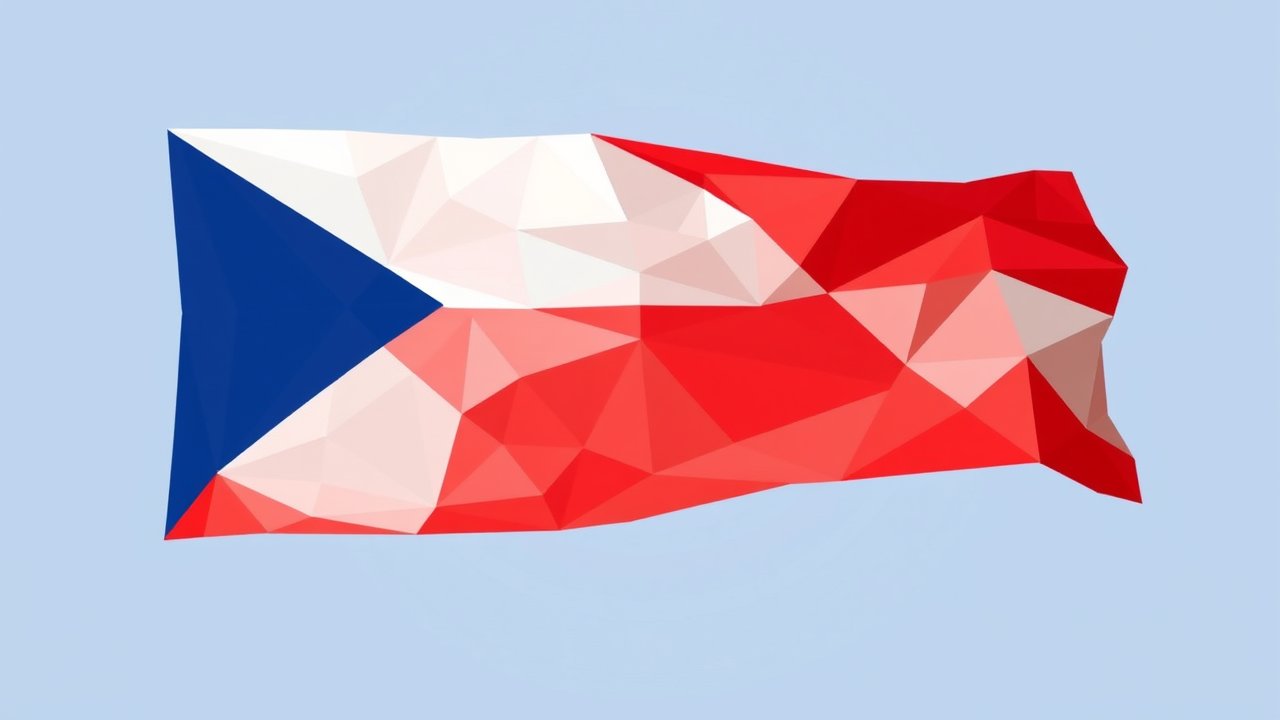 Flag of Czech Republic 🇨🇿 in low-poly geometric style