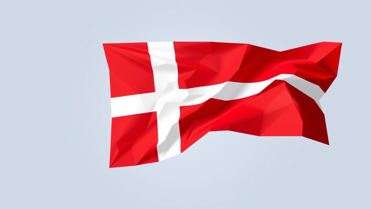 Flag of Denmark 🇩🇰 in low-poly geometric style