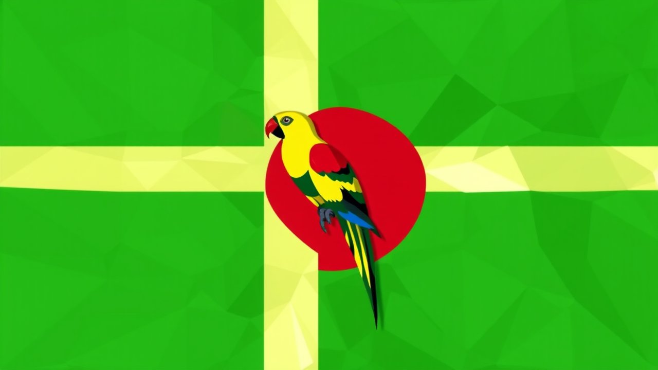 Flag of Dominica 🇩🇲 in low-poly geometric style