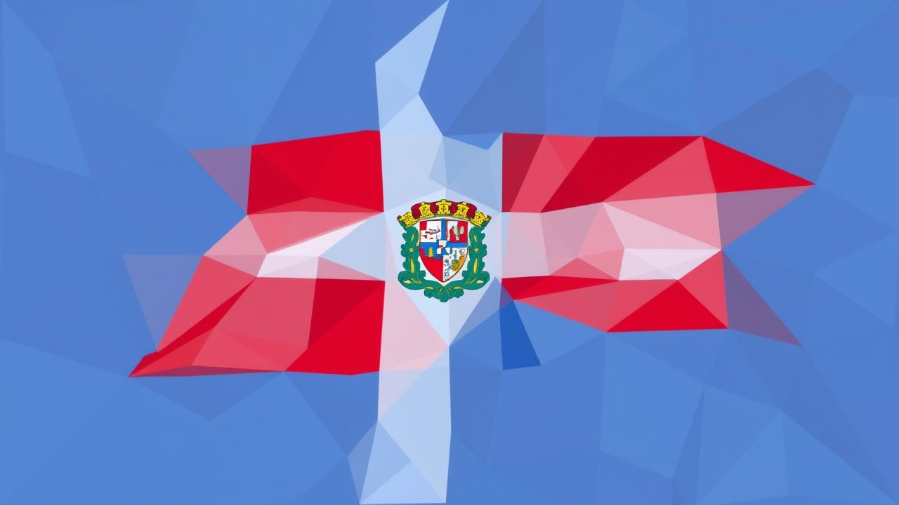 Flag of Dominican Republic 🇩🇴 in low-poly geometric style
