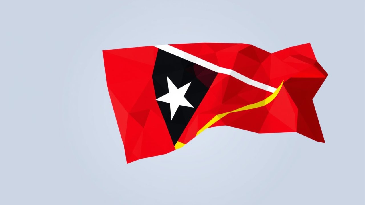 Flag of Timor Leste 🇹🇱 in low-poly geometric style