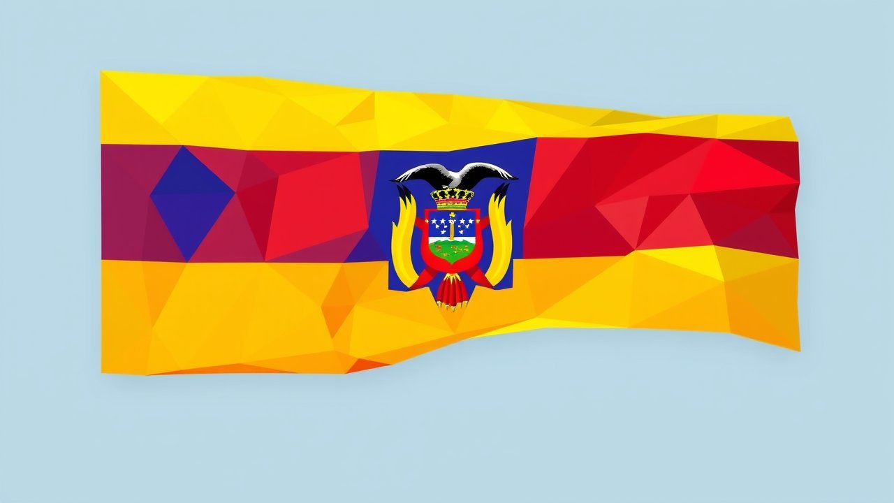 Flag of Ecuador 🇪🇨 in low-poly geometric style