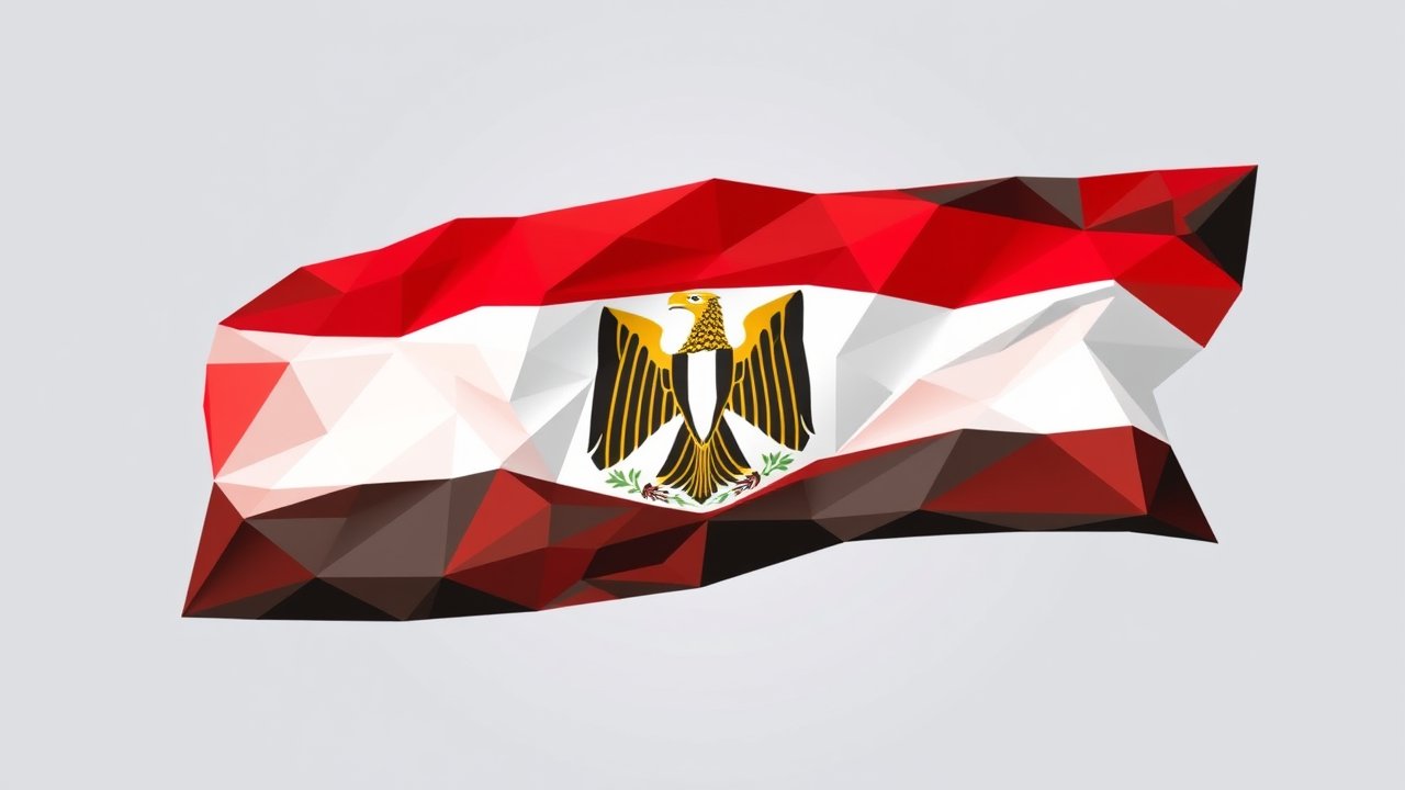Flag of Egypt 🇪🇬 in low-poly geometric style