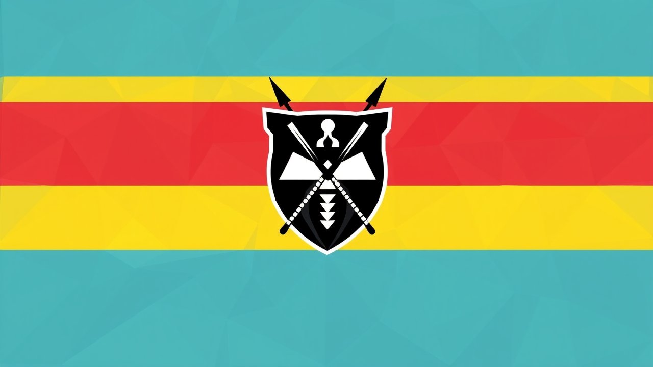 Flag of Eswatini 🇸🇿 in low-poly geometric style