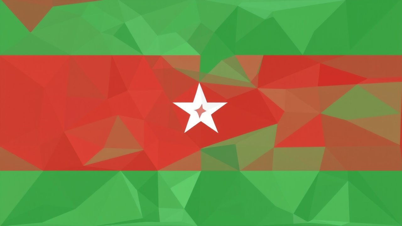 Flag of Gambia 🇬🇲 in low-poly geometric style