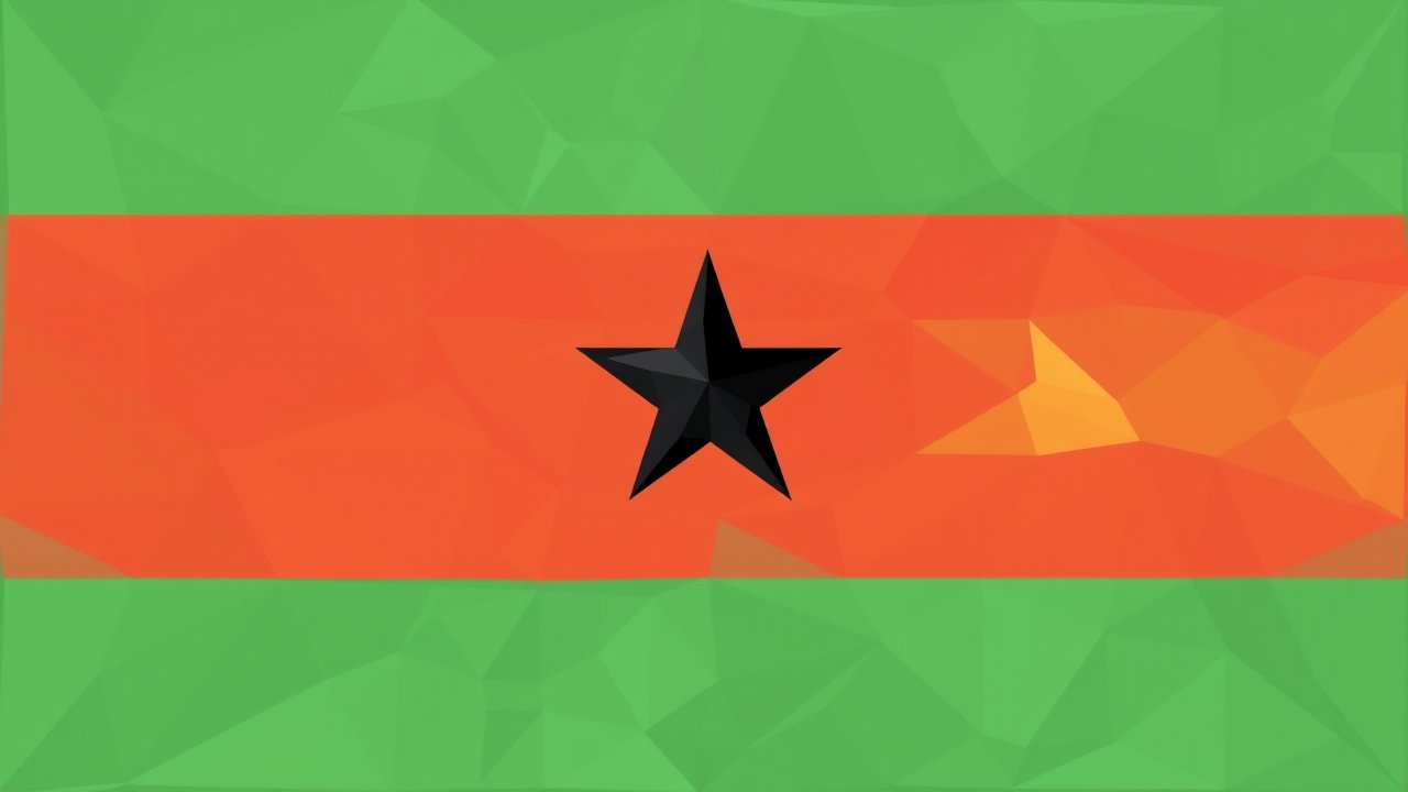 Flag of Ghana 🇬🇭 in low-poly geometric style