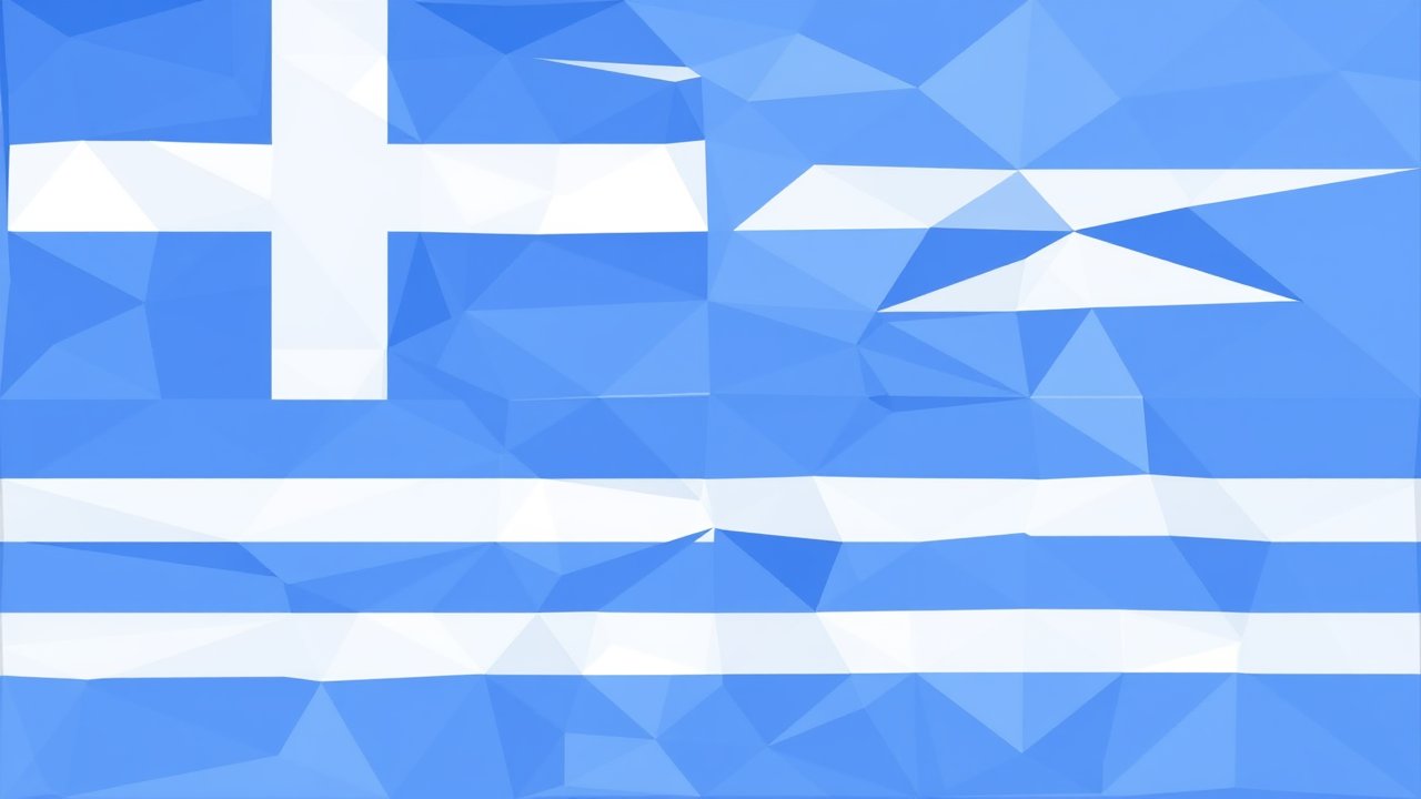 Flag of Greece 🇬🇷 in low-poly geometric style