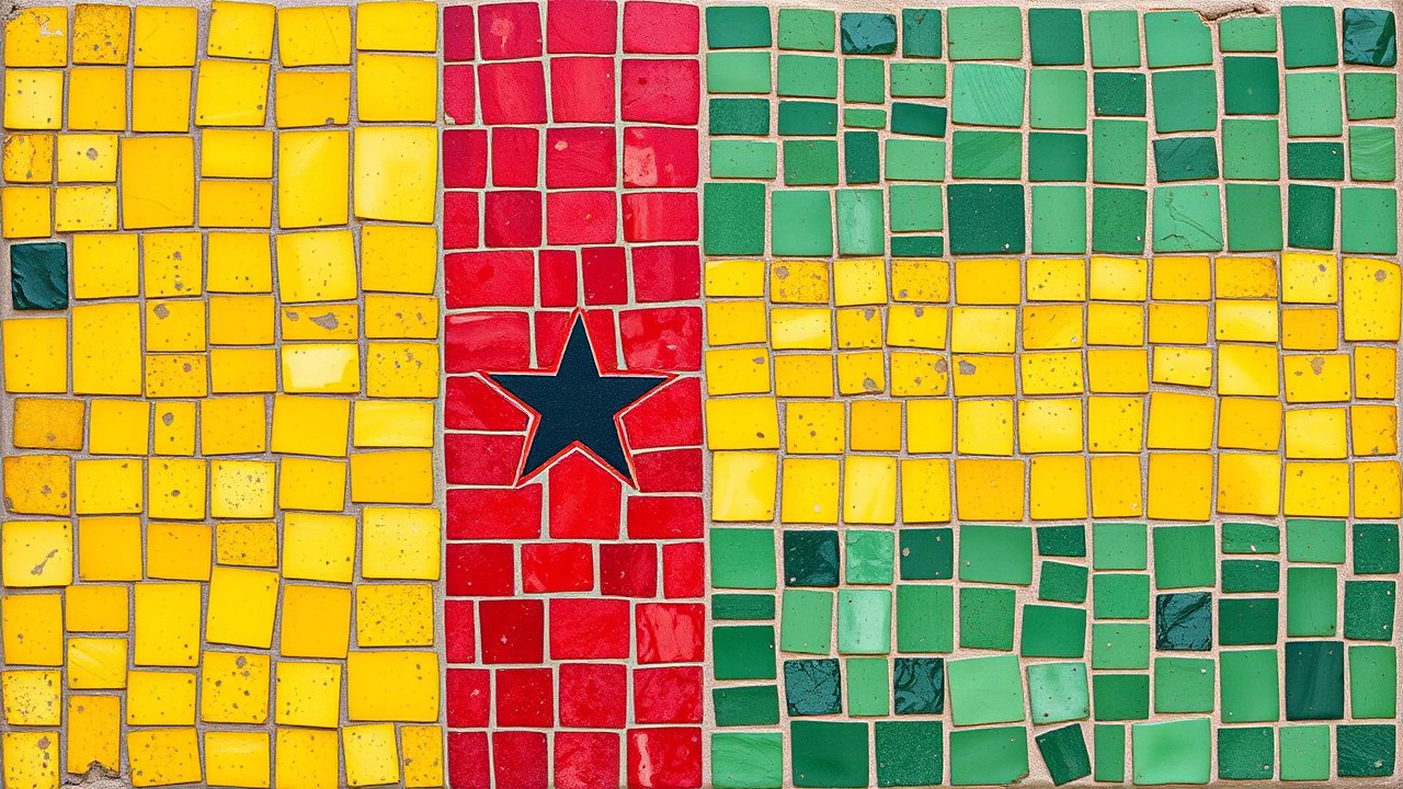 Flag of Guinea-Bissau 🇬🇼 in mosaic tiles style
