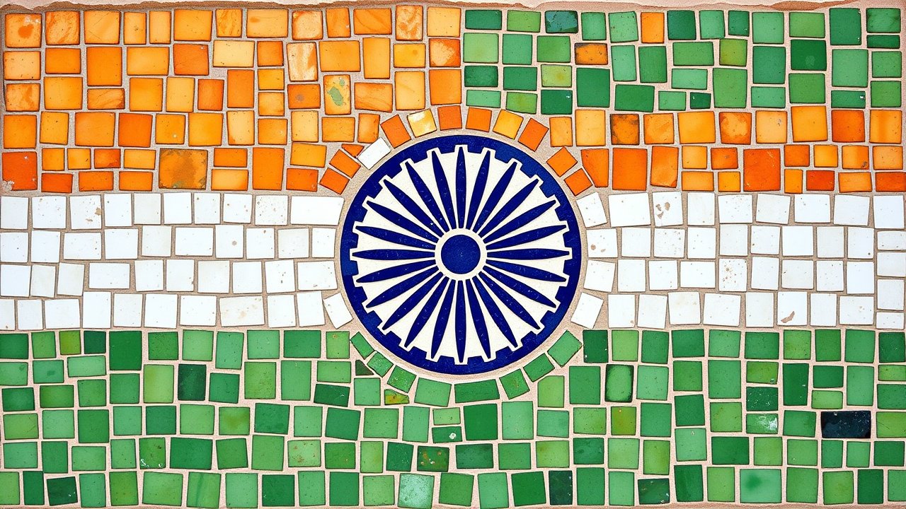 Flag of India 🇮🇳 in mosaic tiles style