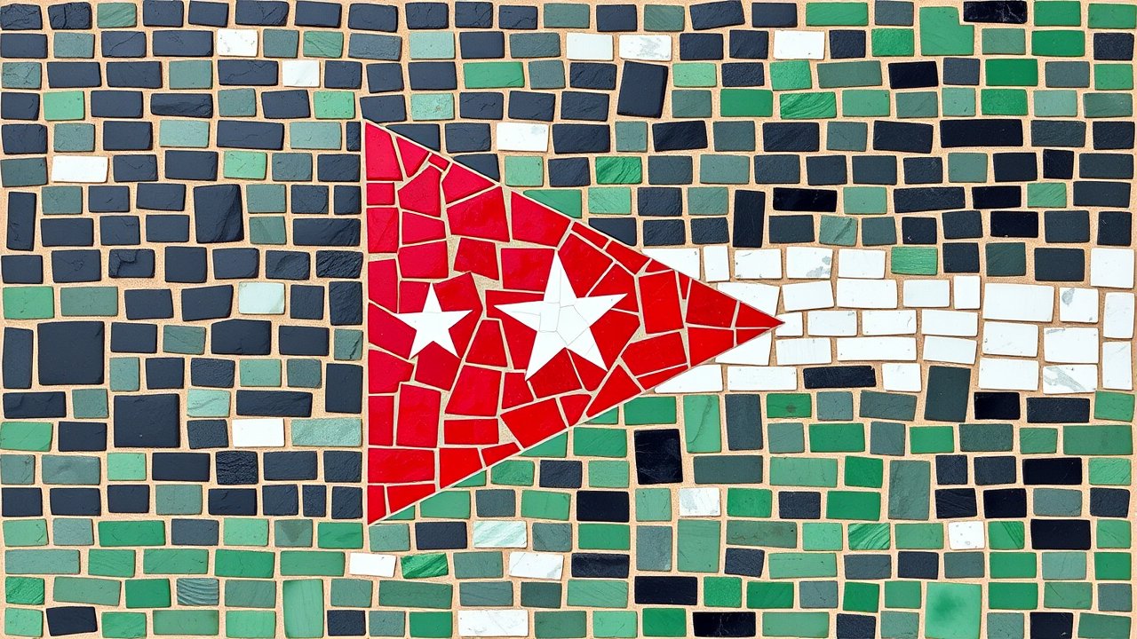 Flag of Jordan 🇯🇴 in mosaic tiles style
