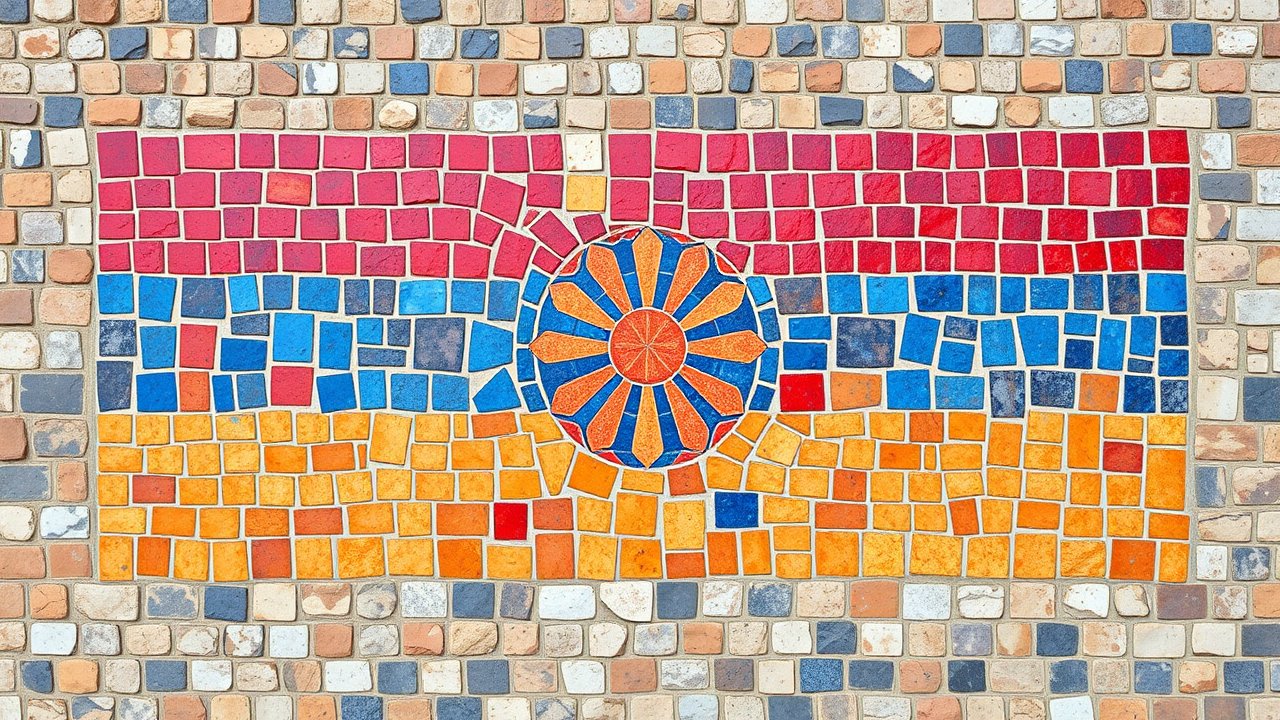 Flag of Armenia 🇦🇲 in mosaic tiles style