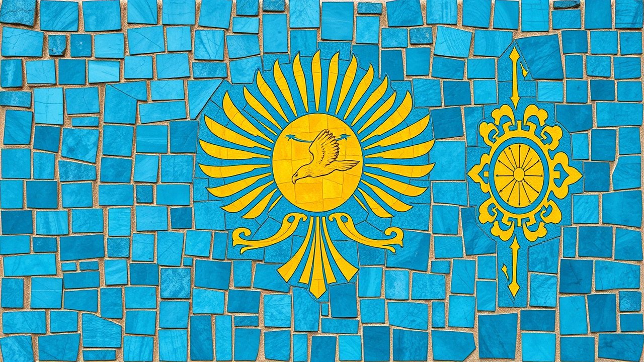 Flag of Kazakhstan 🇰🇿 in mosaic tiles style