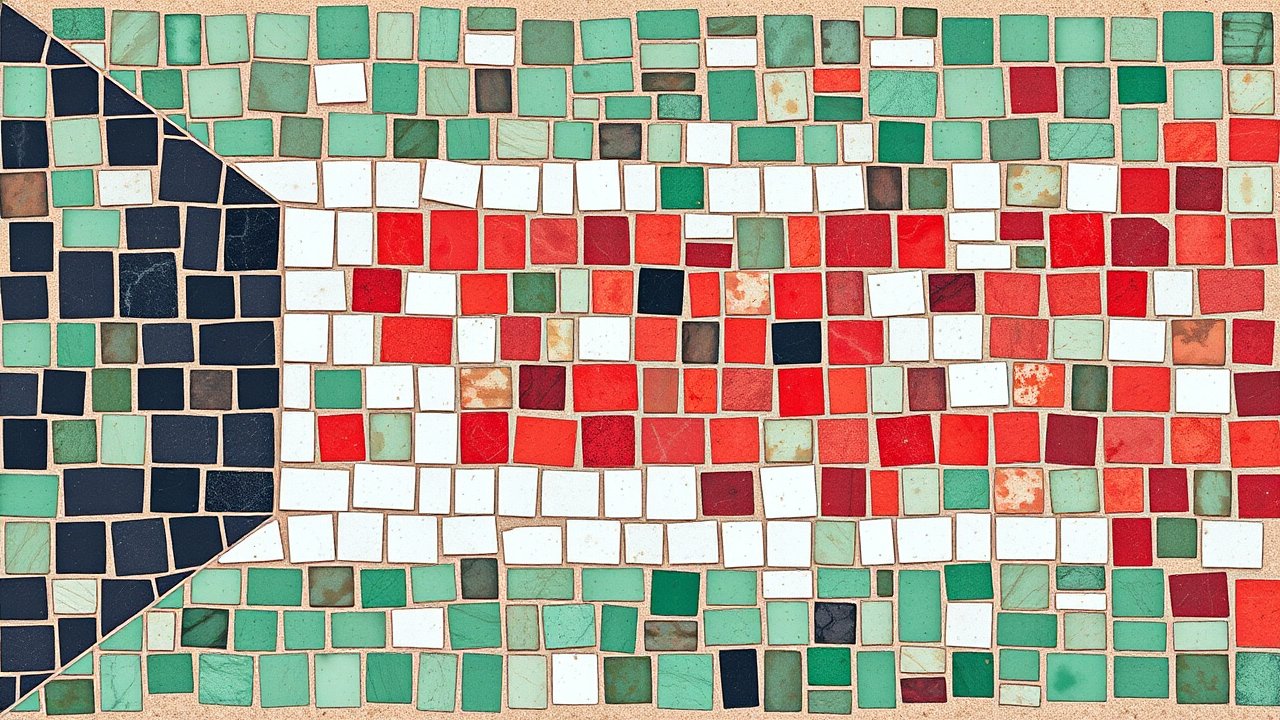 Flag of Kuwait 🇰🇼 in mosaic tiles style