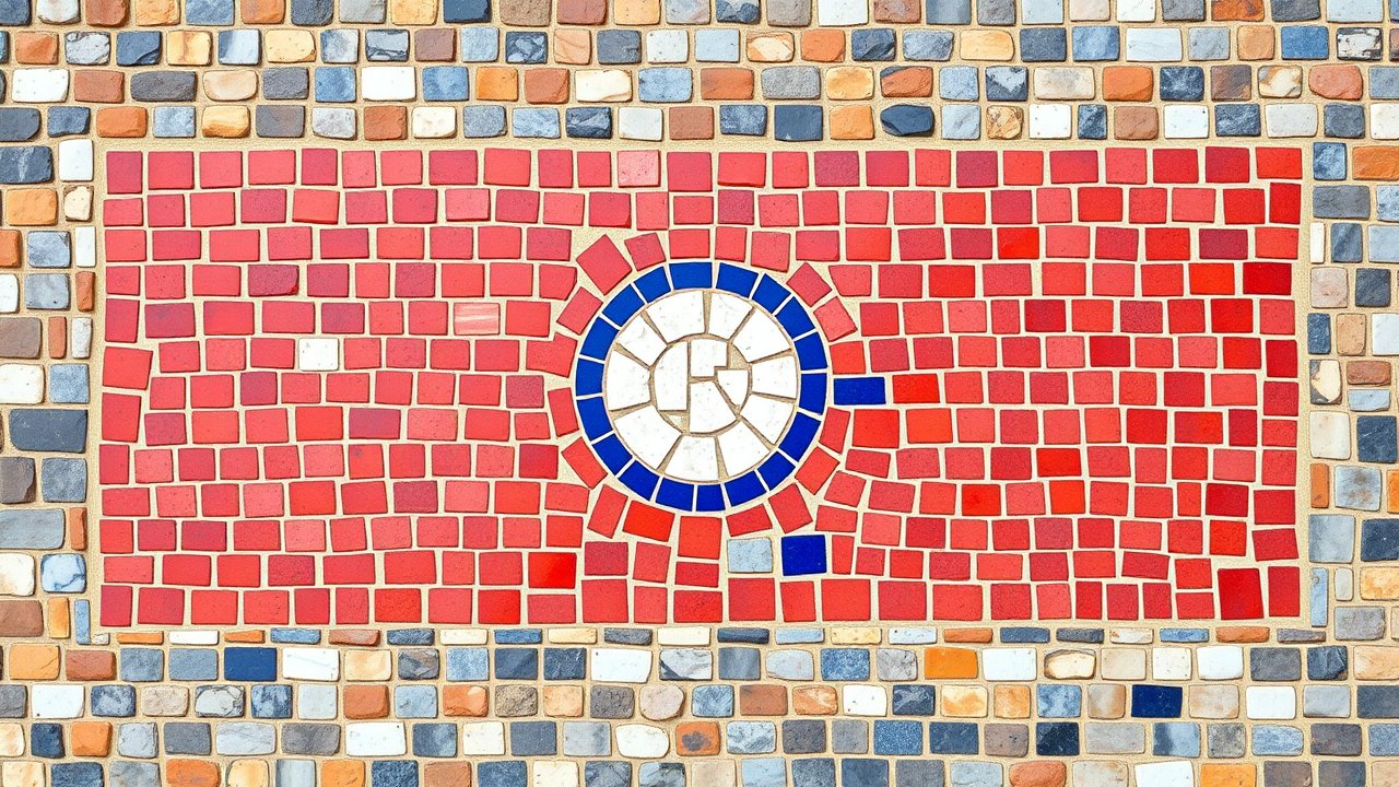 Flag of Laos 🇱🇦 in mosaic tiles style