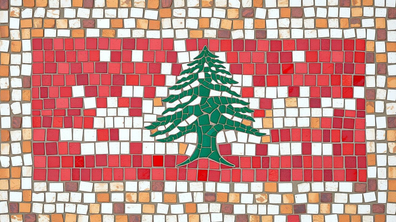 Flag of Lebanon 🇱🇧 in mosaic tiles style