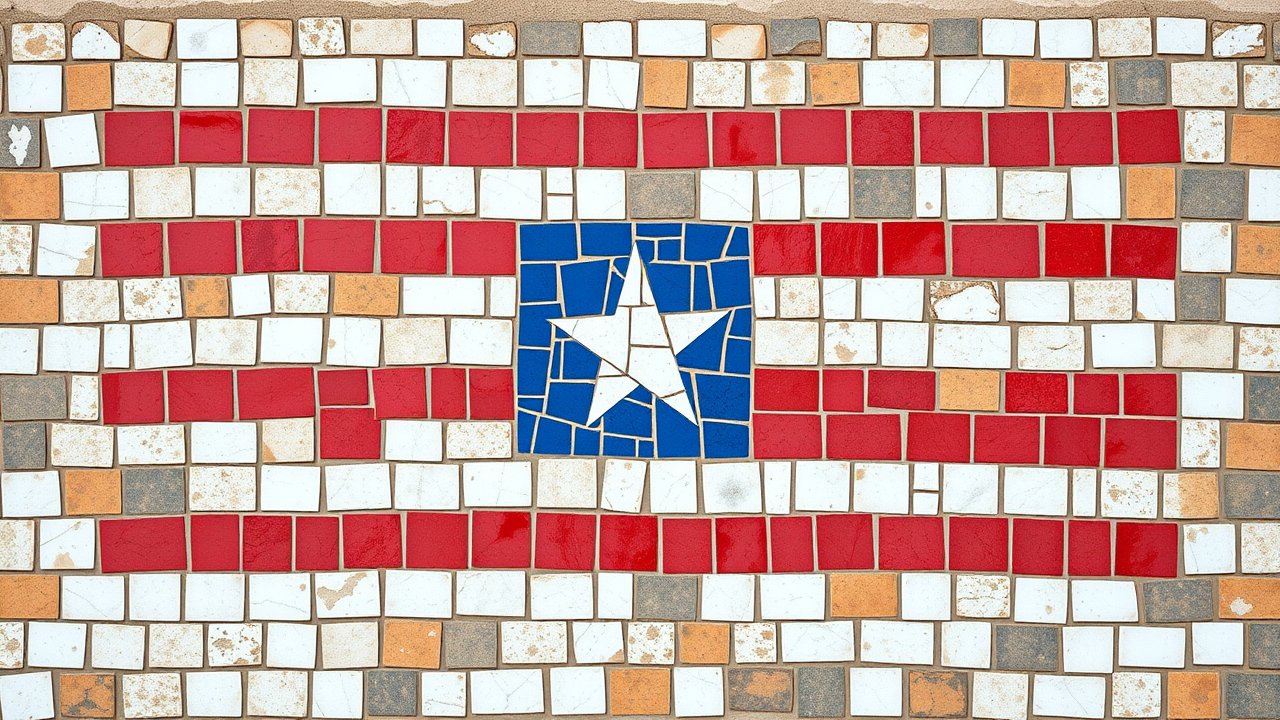 Flag of Liberia 🇱🇷 in mosaic tiles style