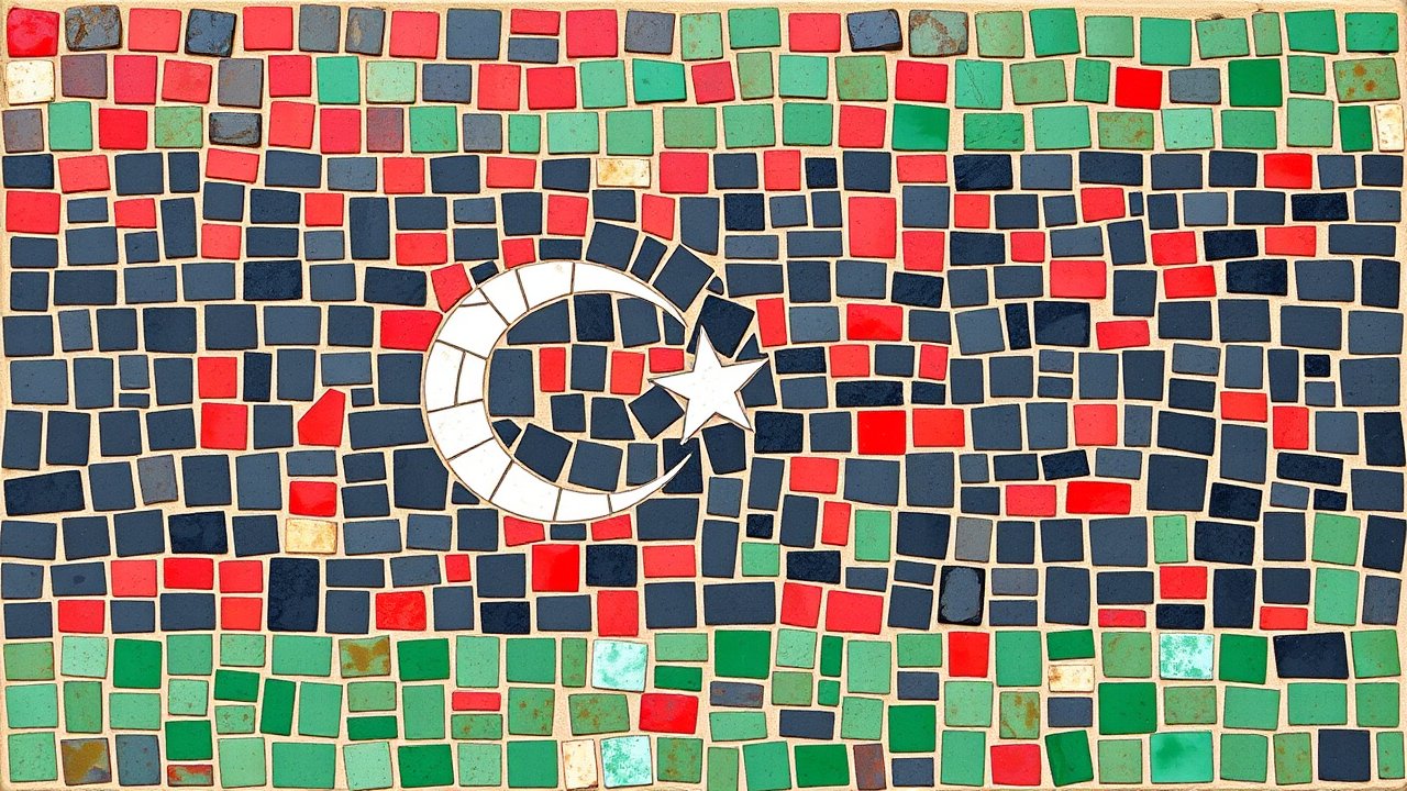 Flag of Libya 🇱🇾 in mosaic tiles style