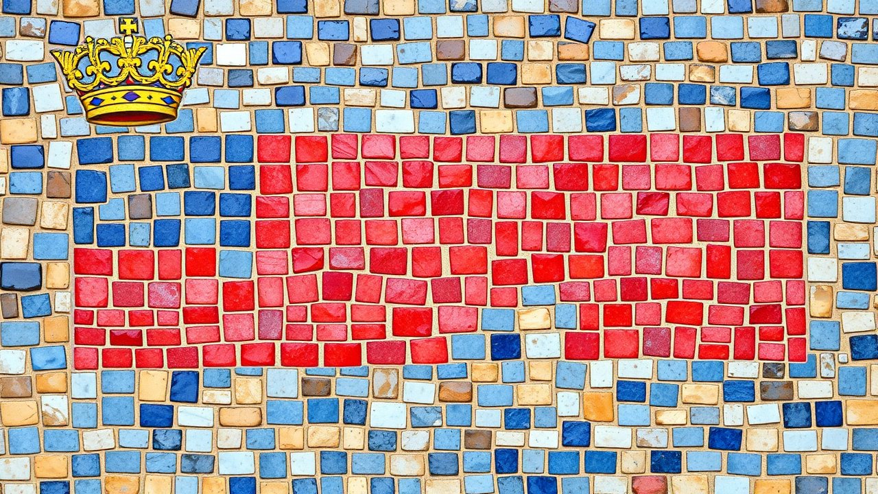 Flag of Liechtenstein 🇱🇮 in mosaic tiles style