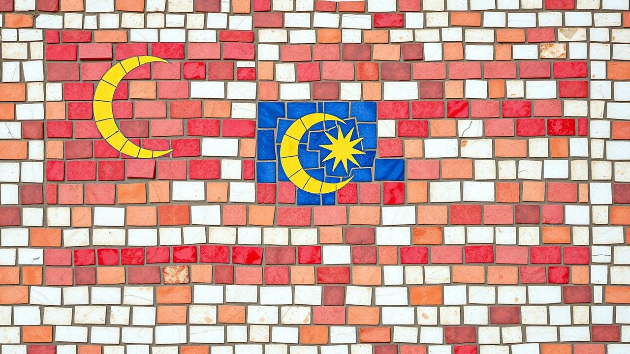 Flag of Malaysia 🇲🇾 in mosaic tiles style